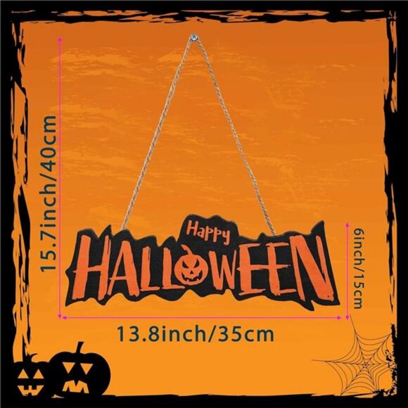 Happy Halloween Door Welcome Sign Small Door Hanging Sign, Pumpkin Halloween - Picture 4 of 8